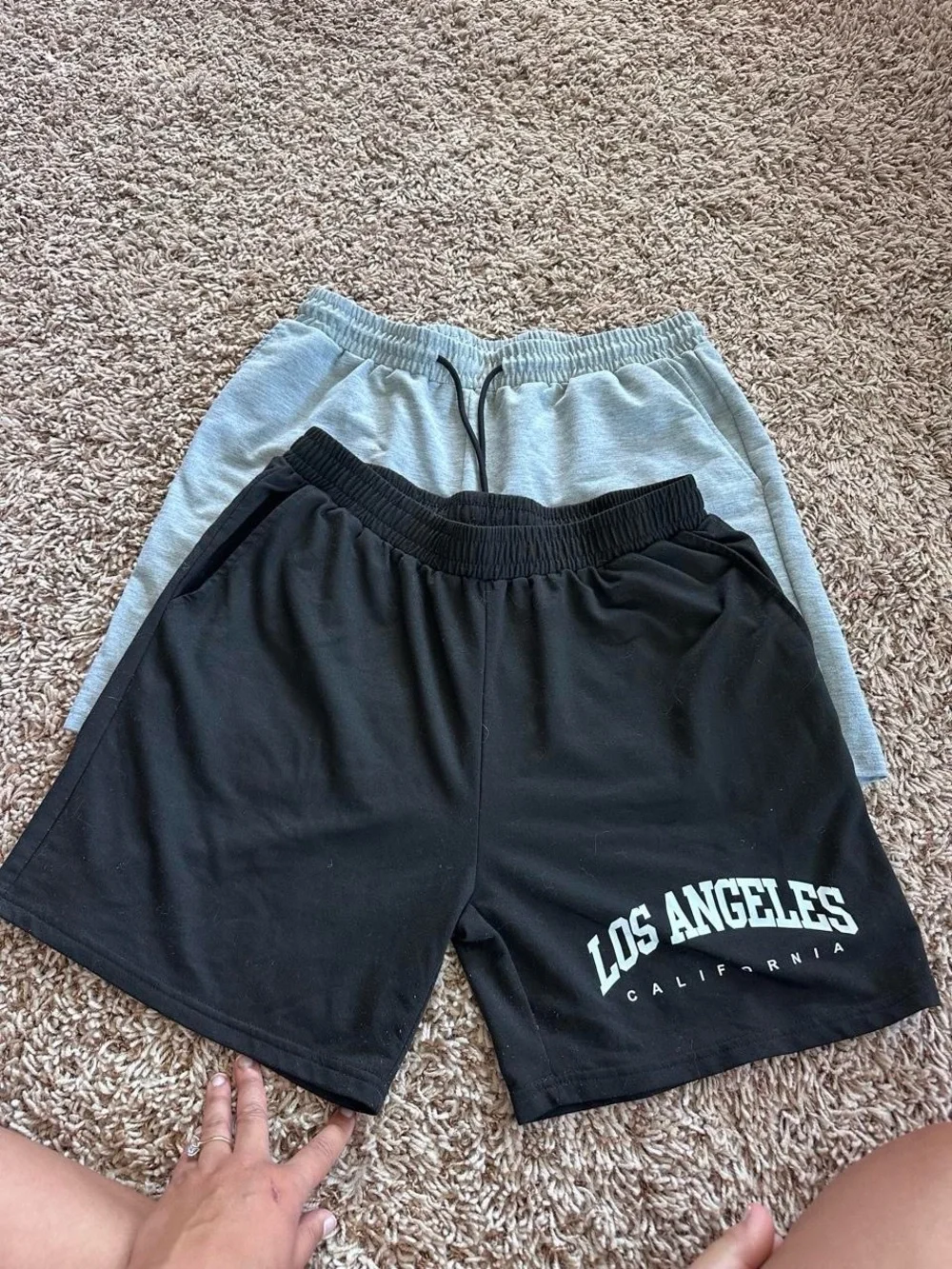 Women's Athletic Shorts Bundle — Black and Light Gray Casual Drawstring Shorts